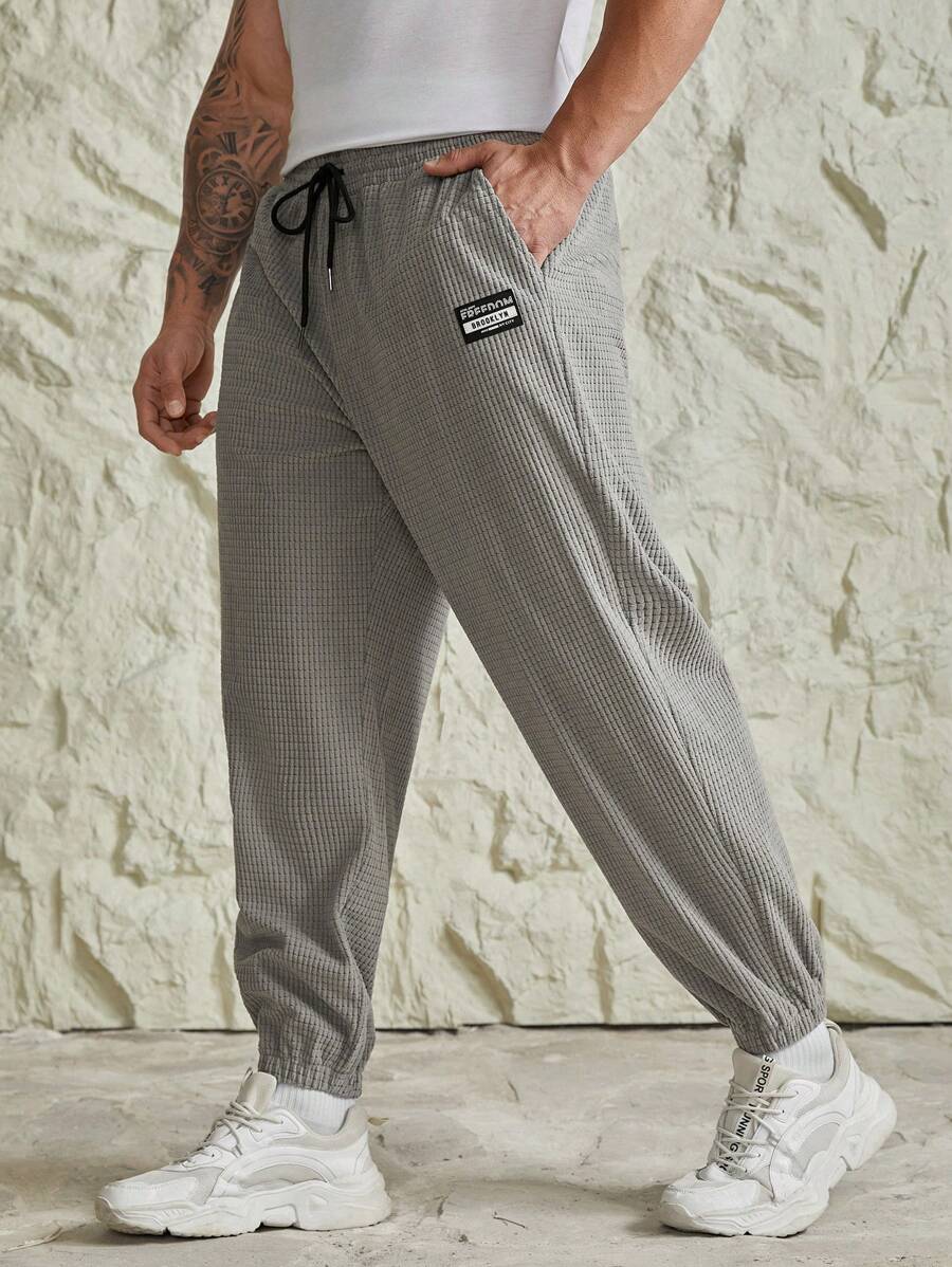 Heren katoenen 3D-gedrukte trainingsbroek met elastische taille, hippie
