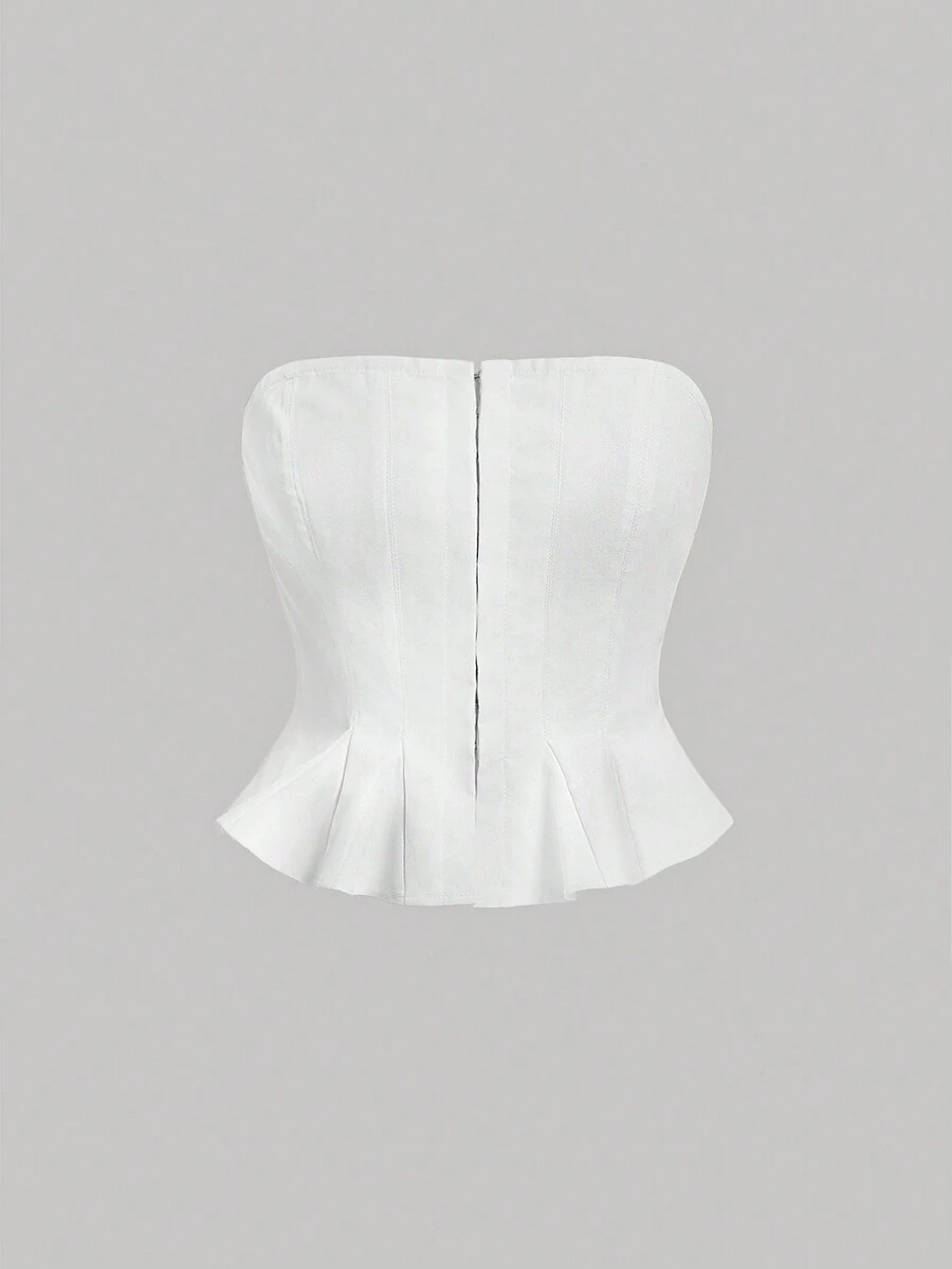 SHEIN MOD 女性流蘇下擺上衣 - 白色 - 查看 1