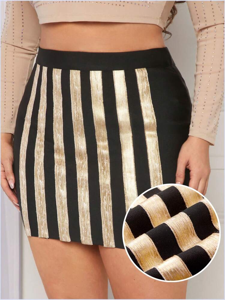 Plus Metallic Bandage Skirt Spring Summer Bachelorette Party Spring Break Birthday Sexy