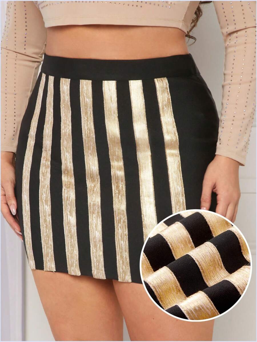 SHEIN SXY Plus Metallic Bandage Skirt Spring Summer Women Clothes Bachelorette Party Spring Break Birthday Outfit Sexy Outfits