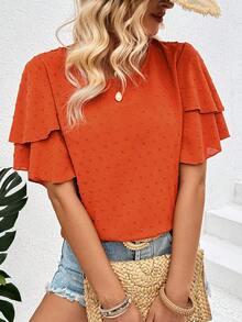 SHEIN LUNE 純色貼布荷葉邊襯衫 - 黃色 - 查看 4