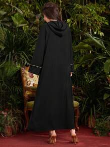 Al Najma Vestido De Estilo Árabe Brillante Con Diamantes De Imitación Para Mujer - Negro - Ver 2