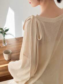 FRIFUL Camiseta casual holgada de mujer con caída de hombros y unicolor, transparente