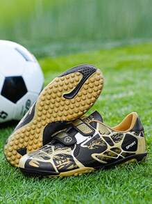 Kids' Soccer Shoes Tf Turf/ Ag Artificial Grass/ Natural Grass/ Campus Boys & Girls Football Shoes With Hook & Loop Closure - Gold - View 9