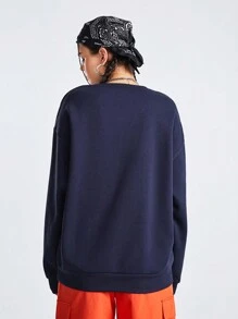 Gameset SHEIN Sport Butterfly And Letter Print Drop Shoulder Sporty Sweatshirt