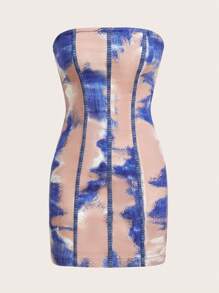 SHEIN ICON Vestido sin tirantes con efecto denim