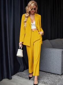 Chiquease Conjunto De Traje De Color Sólido - Amarillo - Ver 1