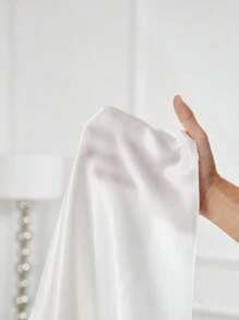 SilkySpell Vestido camisero de pijama con empalme de encaje y satén de unicolor