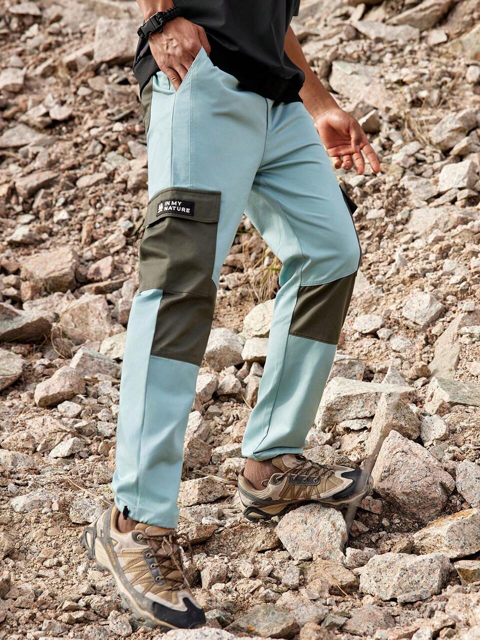 Men's Elastic Waist Sports Pants With Pockets Hiking Clothes
