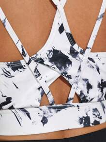 SHEIN Teen Girls' Knit Tie-Dye Cutout Back Criss-Cross Strap Casual Sports Tank Top - Multicolor - View 6