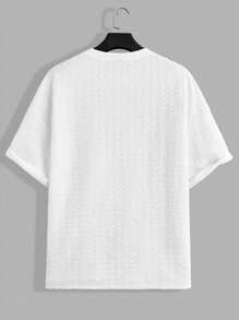 Manfinity Hypemode Camiseta De Hombre Con Textura De Color Sólido Y Hombros Caídos - Blanco - Ver 2