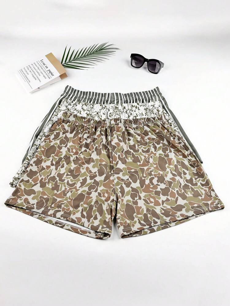 Men's Flower Printed Elastic Waist Boxer Briefs, 3pcs/Pack Boxer Shorts