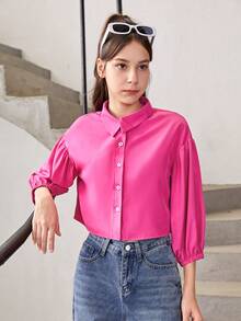 Teen Girls' Lantern Sleeve Blouse - Hot Pink - View 8