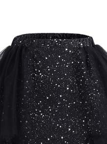 SHEIN Falda De Tul Elegante Y Brillante Para Fiesta De Chica Adolescente (diseño 2 En 1)
