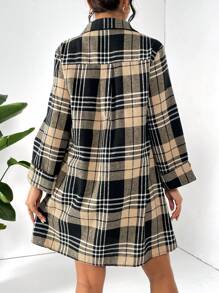 SHEIN Essnce Plaid Casual Baby Doll Style Short Dress - Multicolor - View 2