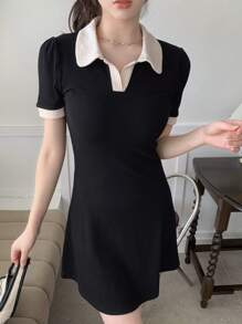 DAZY Women's Short Color Block Dress Sundress