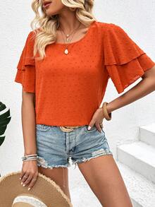 SHEIN LUNE 純色貼布荷葉邊襯衫 - 黃色 - 查看 6