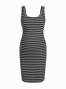 Modmama Jonge casual bodycon zwangerschapsjurk met brede bandjes en ronde hals
