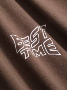 DAZY Letter Print Raglan Short Sleeve T-Shirt - Coffee Brown - View 7