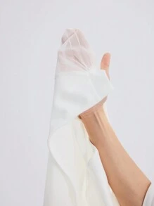 BizChic Women's Keyhole Collar See-Through Mesh Raglan Long Sleeve Jumpsuit - White - View 9