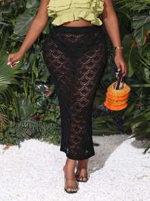 Slaydiva Phong cách Màu thuần Gợi cảm mỏng Xu hướng: Cắt giảm Kích thước lớn Dệt kim Váy Đối với phụ nữ - màu đen - Xem 2