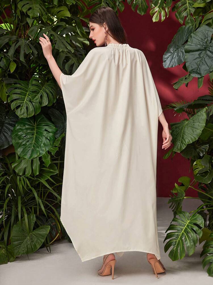 Floral Printed Batwing Sleeve Dress Kaftan Jalabiya Dress