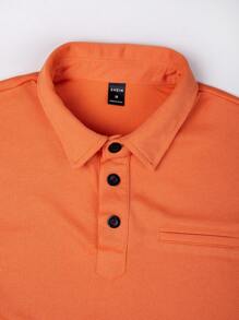 Manfinity Homme Men's Solid Color Short Sleeve Polo Shirt - Orange - View 3