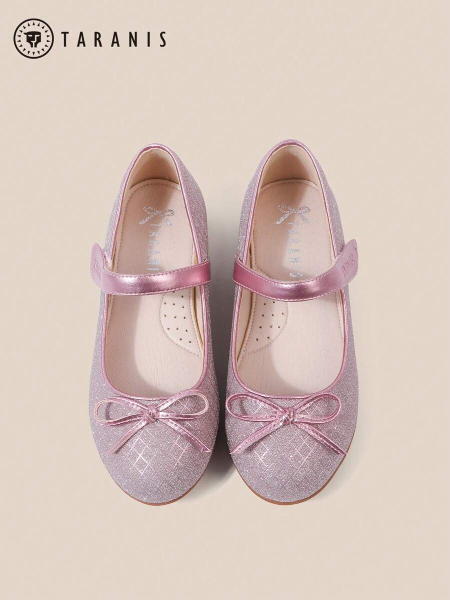 Girls' Princess Style Leather School Uniform Flat Shoes With Bow SHEIN
