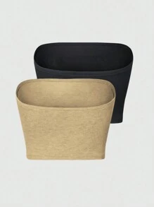 SHEIN Unity 2 Miếng Màu thuần Quây - Màu Khaki - Xem 2