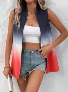 SHEIN LUNE Gradient Front Open Vest Suit Jacket - Multicolor - View 4