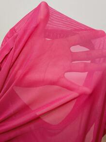 SHEIN Swim 女性側邊收線透明網紗遮罩衣 - 粉色 - 查看 6