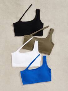 Easithlete 4入組一肩羅紋針織運動文胸 - 彩色 - 查看 3