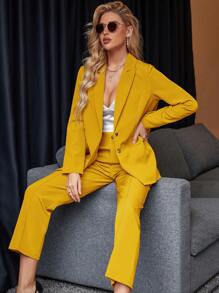 Chiquease Conjunto De Traje De Color Sólido - Amarillo - Ver 7