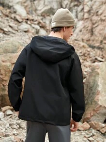 SHEIN In My Nature Herren Jacke Mit Reissverschluss Und Kapuze Für Den Outdoorbereich Und Schnürsenkel