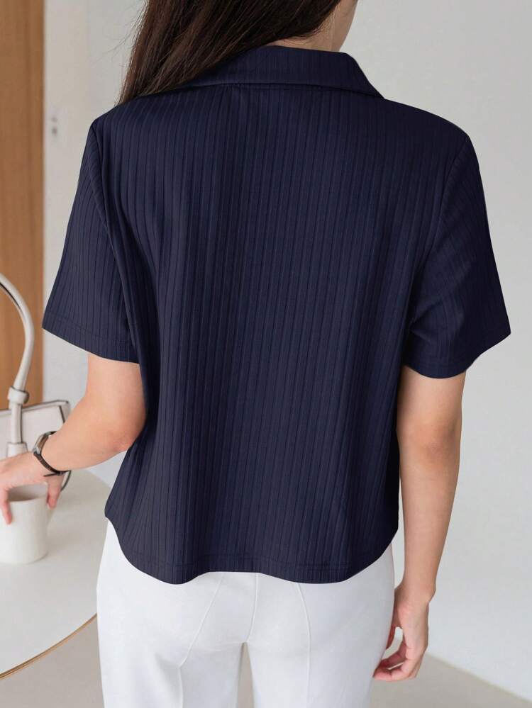 Ladies' Buttoned Henley Short-Sleeved T-Shirt Summer,Business Casual Women
