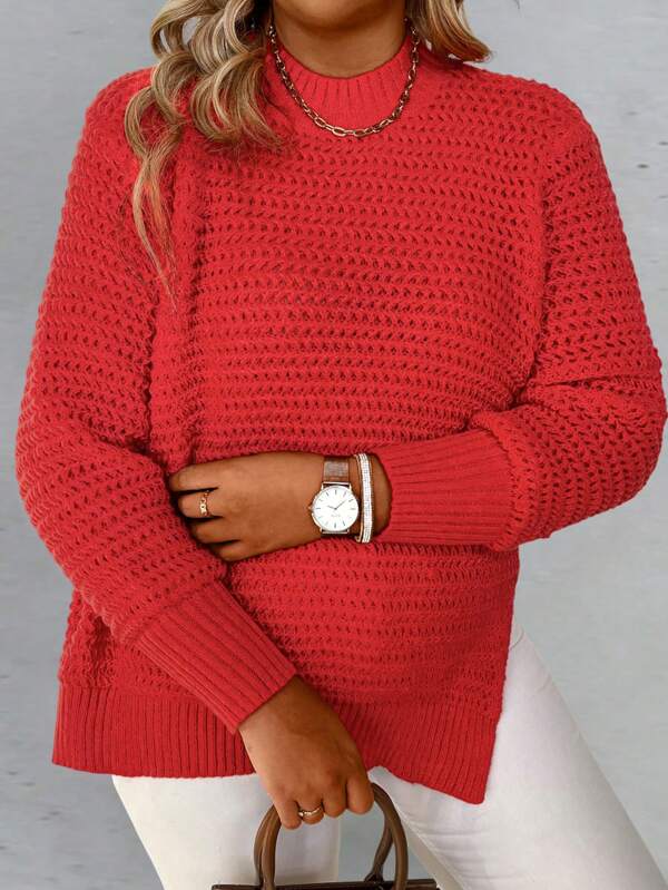 SHEIN LUNE Plus Jednolity Rozcięty brzeg Swetry