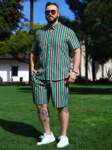 Manfinity RSRT Juego De Camisa Y Shorts De Rayas De Talla Grande Para Hombre - Multicolor - Ver 6
