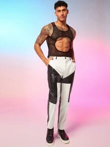 FeverCity Men's Hollow Out Mesh Tank Top - Black - View 5