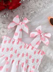 寶寶女孩愛心印花露背坦克上衣 - 粉色 - 查看 3