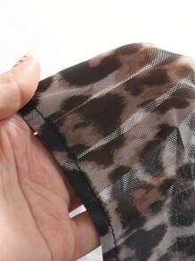 DAZY 女式豹纹喇叭袖上衣，荷叶边长袖女式上衣 - 棕色 - 查看 7