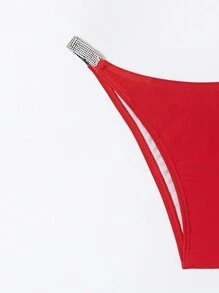 SHEIN Swim Summer Women'S Tropical Print Bikini Set With Solid Color Bottoms