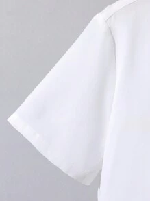 SHEIN 青少年男孩鬆身休閑短袖polo衫和長褲套裝 - 白色 - 查看 5