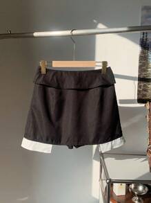 Comfortcana Ladies' Solid Color Waist Folded Pleated Skirt