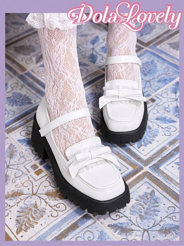 Dola Lovely Lolita Platform Mary Janes Pantofi confortabili pentru fete cu talpă groasă, primăvară/vară/toamnă