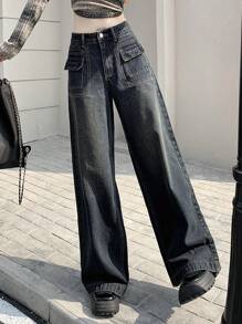 DAZY Pantalones vaqueros anchos para mujer, jeans holgados