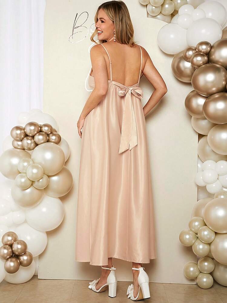 Maternity Casual, Elegant, Romantic Party Backless Strappy Dress