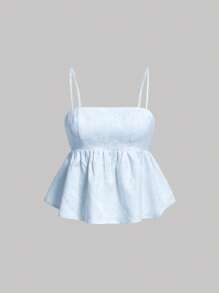 SHEIN MOD Women's Solid Color Ruffle Hem Camisole Tank Top With Spaghetti Straps