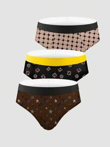 Men's Geometric Printed Trunks (3 Pieces) - Multicolor - View 3