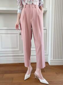 DAZY Women's Straight-Leg Long Formal Trousers, Casual Business Style, Solid Color,Women Dress Pants - Pink - View 6