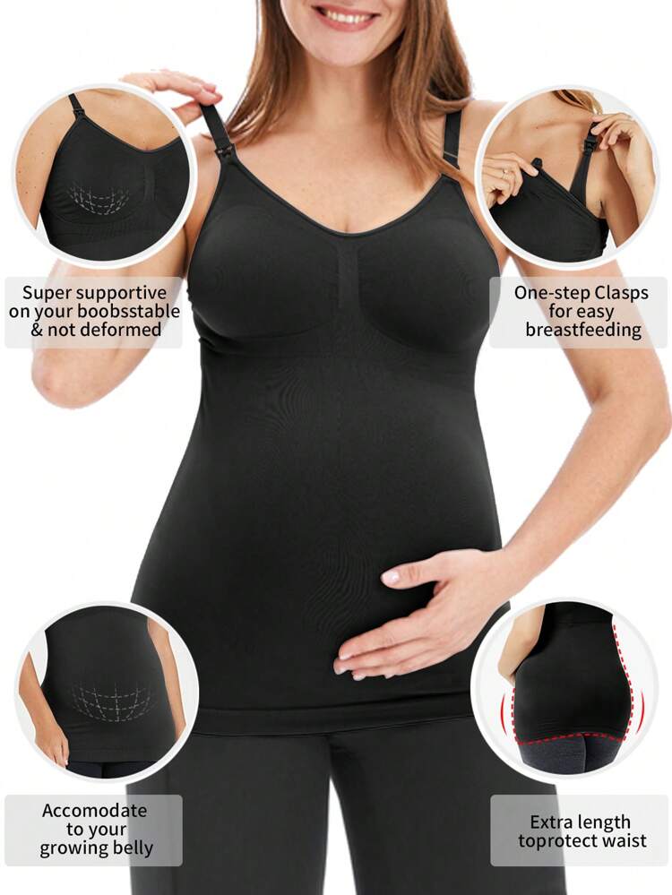 Pregnancy Seamless Yoga Workout Adjustable Strap Camisole Tank Top For Maternity